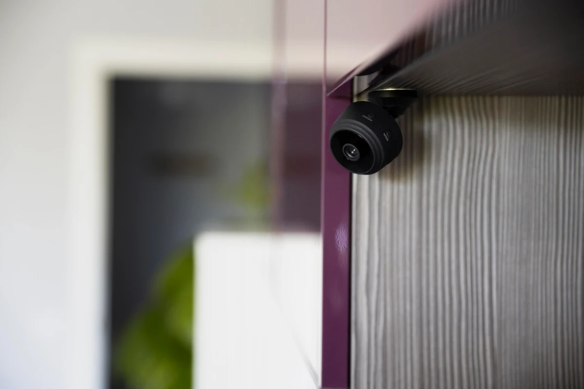 Discrete AI-powered surveillance camera, illustrating hardware in recent Business Security Upgrades.