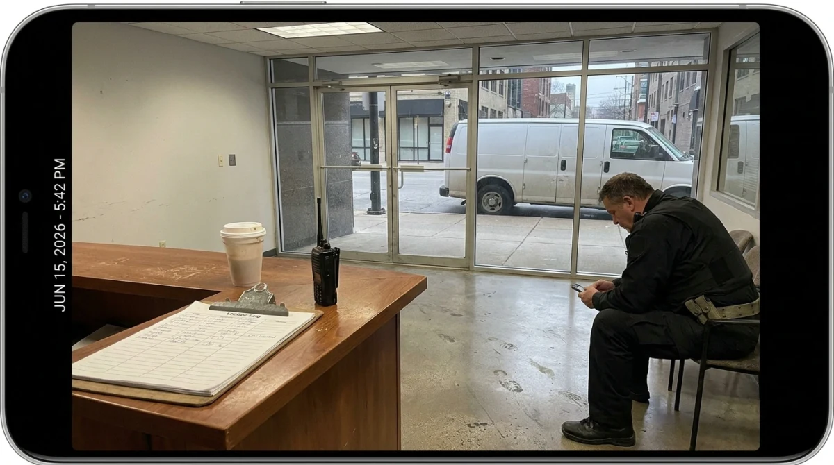 Empty lobby after security services