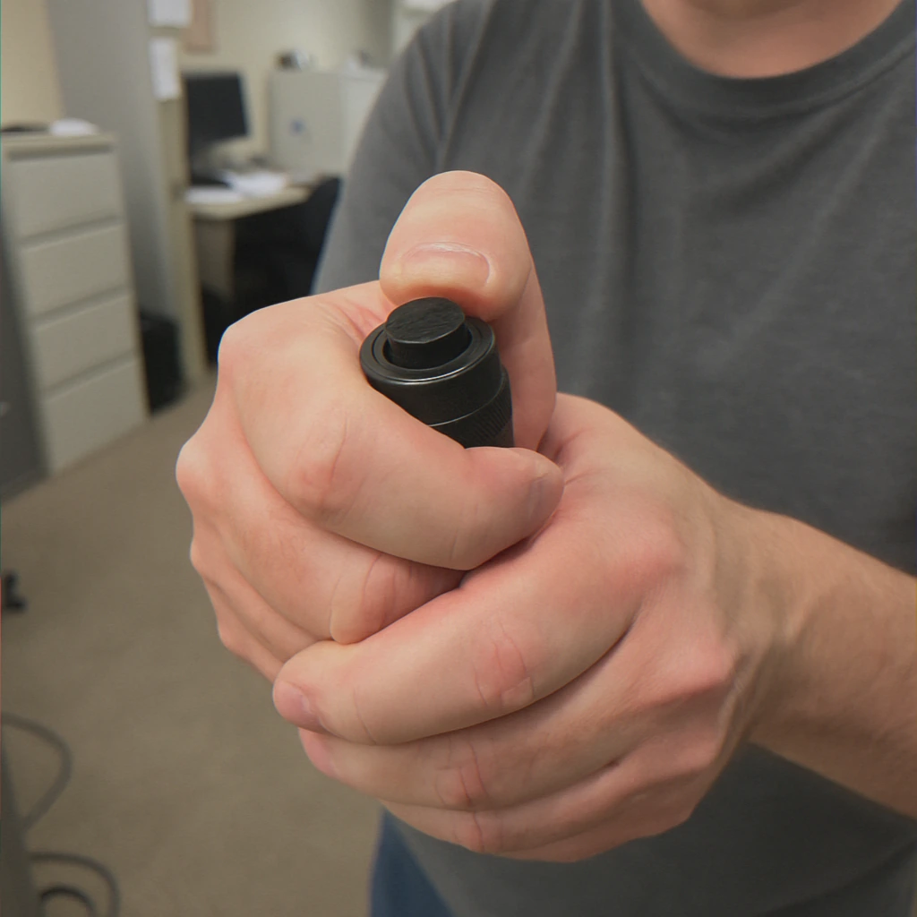 Close-up of hands holding flashlight